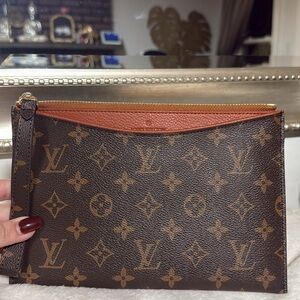 Louis Vuitton Brown and Tan Monogram Pouch